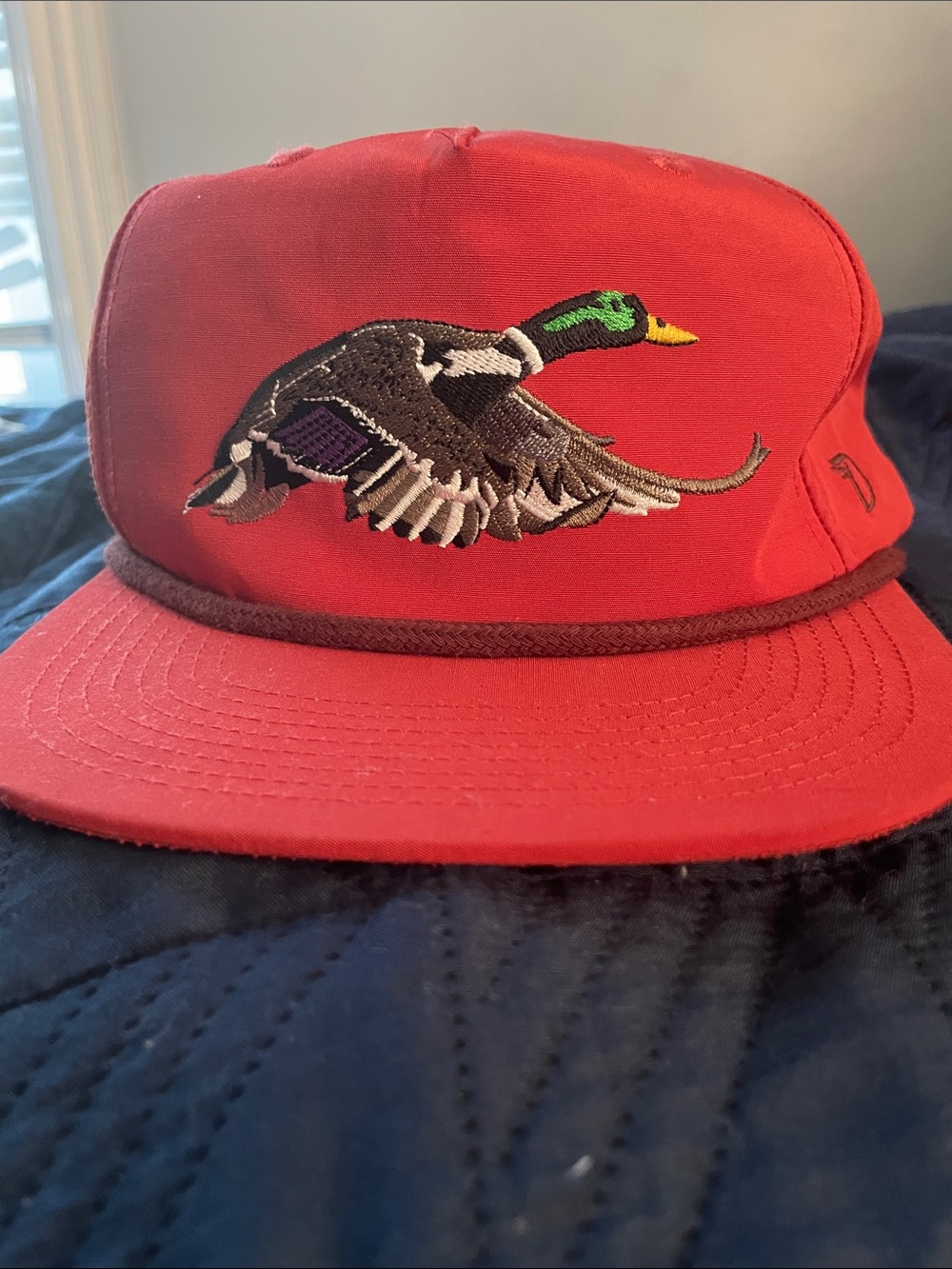 Red Duck Embroidered Snapback Hat - duck camp